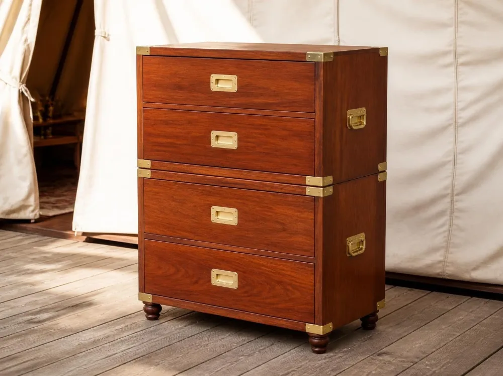 Kumaon campaign chest in solid teak with brass fittings