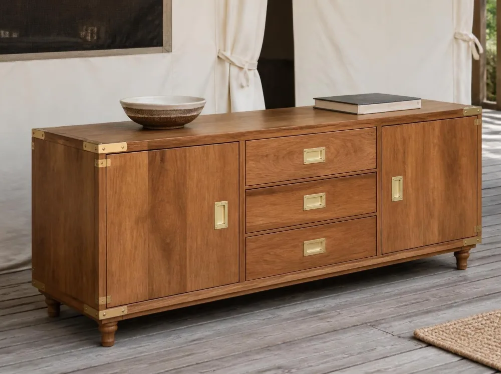 Lonavala sideboard in solid teak with brass fittings