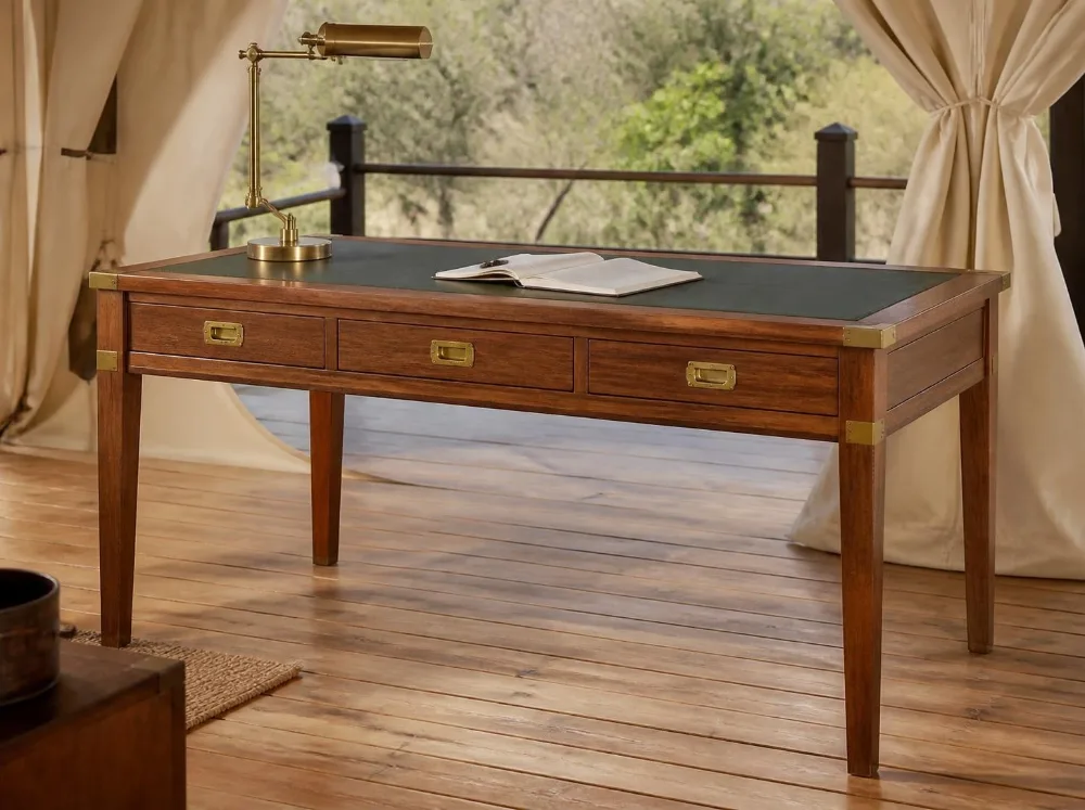 Sambhar safari desk in solid teak with brass fittings
